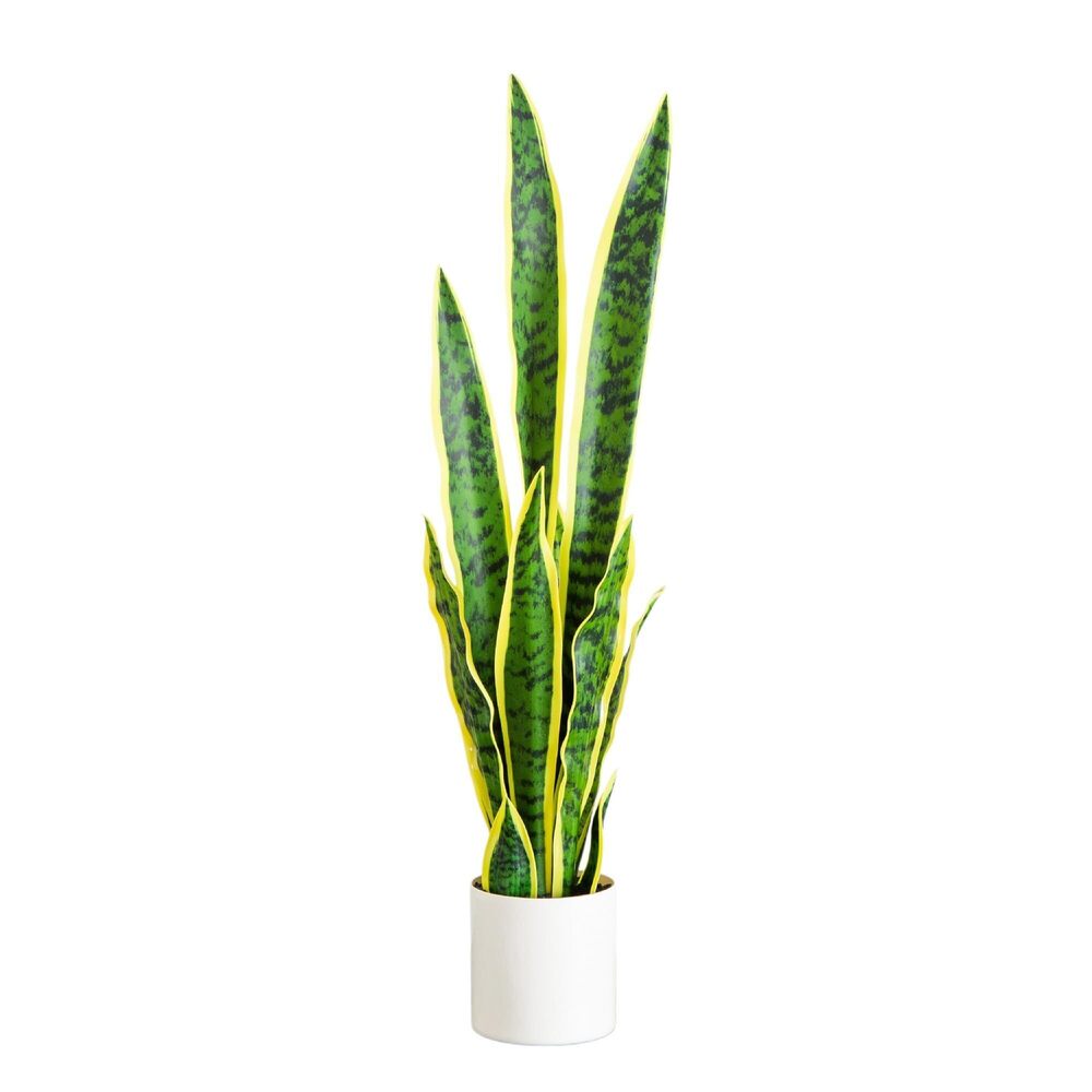 5628 30in Artificial Sansevieria Plant in Vanilla Planter - Lifelike Faux